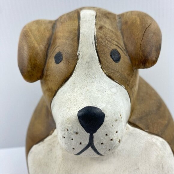Wooden Dog Folk Art Boxer Figure - Picture 2 of 8